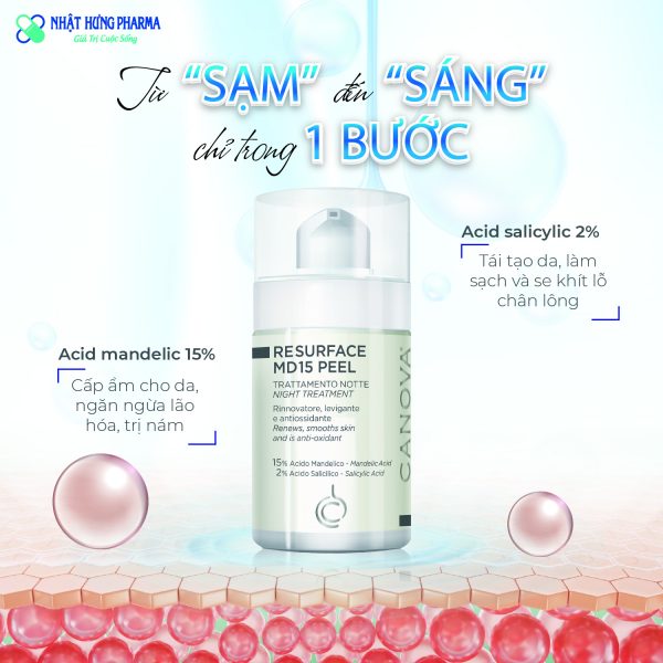 Tinh chất làm sáng da tẩy tế bào chết ngăn ngừa lão hóa Canova Resurface Md 15 Peel Night Treatment 30ml